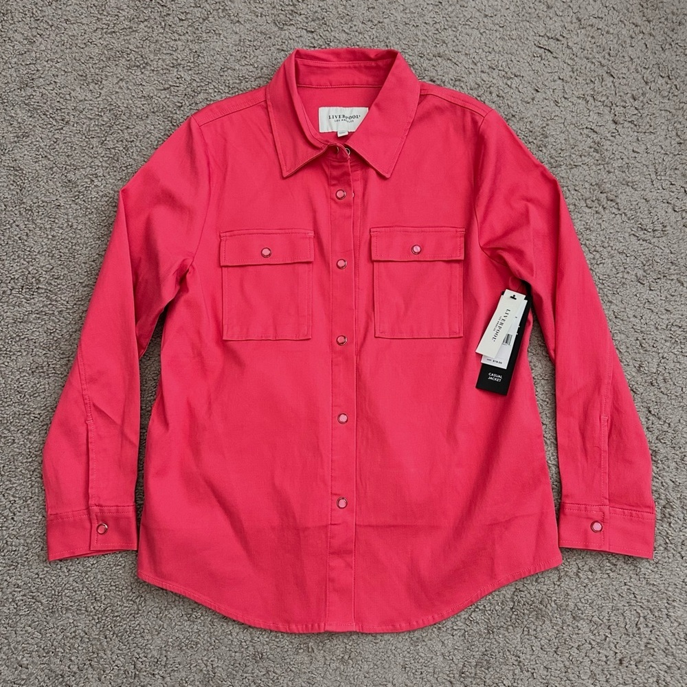 Liverpool Snap Pearl Button Front Casual Jacket Shacket Watermelon Womens S